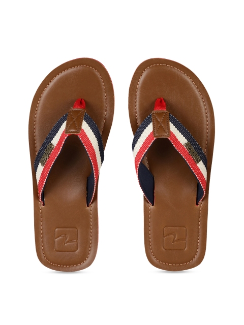 

SPYKAR Men Brown & Red Striped Thong Flip-Flops