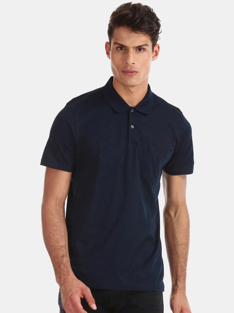 

Arrow Men Blue Solid Polo Collar T-shirt