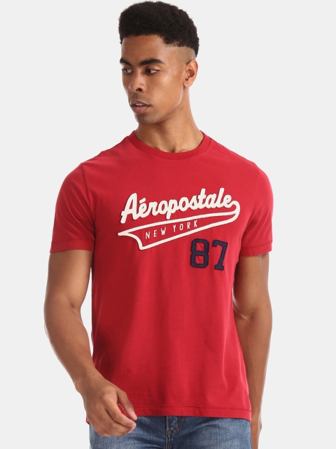 

Aeropostale Men Red Printed Round Neck T-shirt