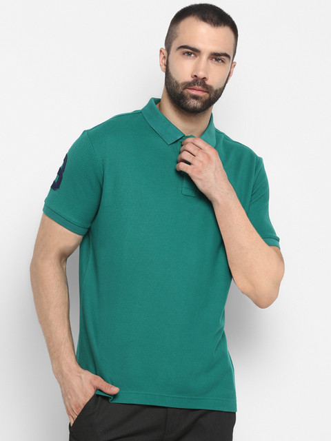 

Red Tape Men Green Solid Polo Collar T-shirt