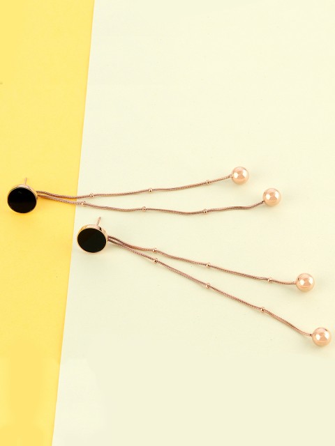 

E2O Gold-Plated & Black Contemporary Drop Earrings