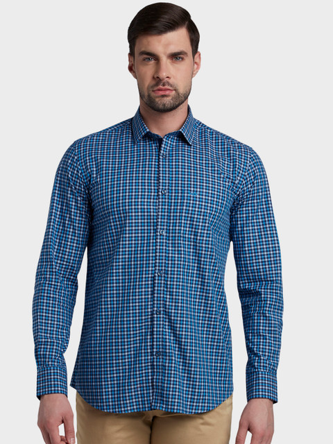 

ColorPlus Men Blue Tailored Fit Checked Casual Shirt