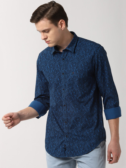 

Peter England Casuals Men Blue Slim Fit Printed Casual Shirt
