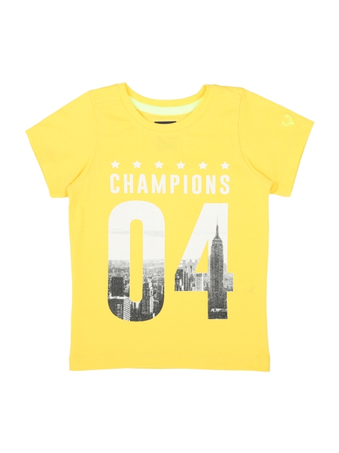 

Allen Solly Junior Boys Yellow Printed Round Neck T-shirt