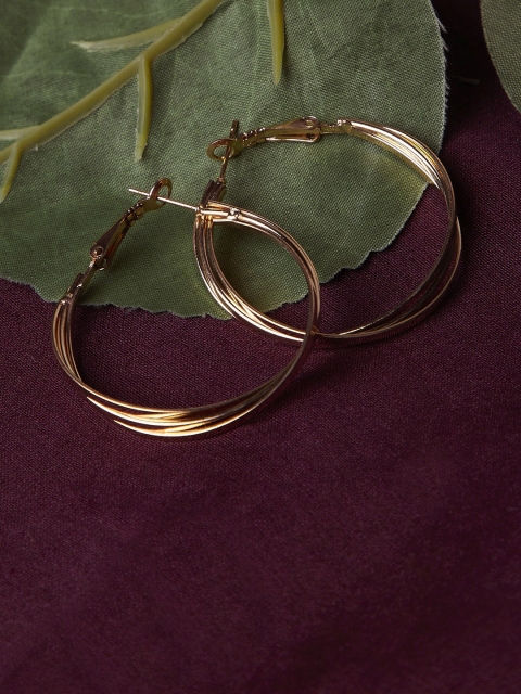 

ZeroKaata Women Gold-Toned Teardrop Handcrafted Shaped Hoop Earrings