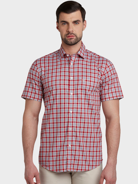 

ColorPlus Men Red & Blue Slim Fit Checked Casual Shirt