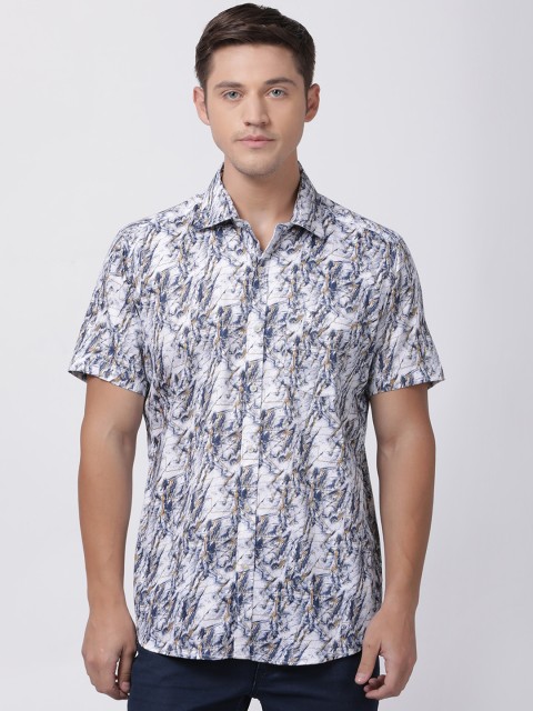 

Zeal Men White & Grey Regular Fit Printed Casual Shirt