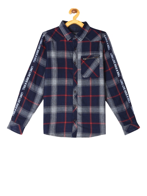 

Cherokee Boys Blue & Red Regular Fit Checked Casual Shirt