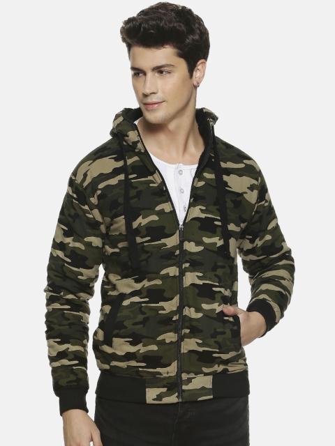 

Campus Sutra Men Green Printed Bomber Jacket