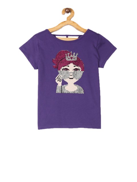 

The Childrens Place Girls Purple Reversible Sequin Embellished Top