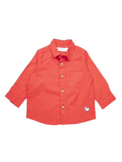 ZERO THREE Boys Red Comfort Regular Fit Solid Casual Shirt