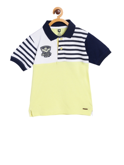 

612 league Boys Yellow Colourblocked Polo Collar T-shirt