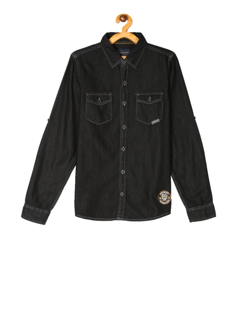 

Cherokee Boys Black Chambray Regular Fit Printed Casual Shirt