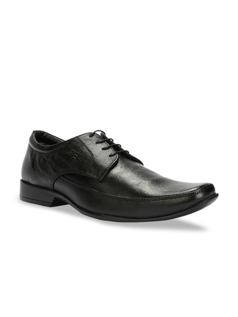 

Peter England Men Black Textured Formal Leather Derbys