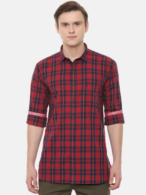 

Allen Solly Men Red & Blue Slim Fit Checked Casual Shirt
