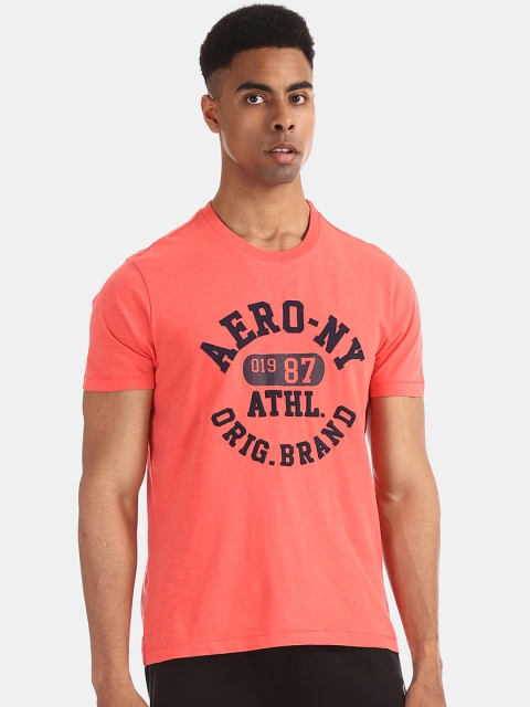 

Aeropostale Men Red Printed Round Neck Pure Cotton T-shirt