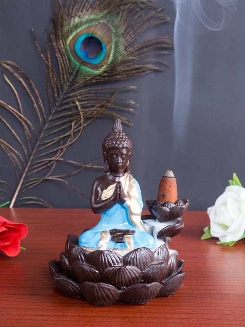 

Golden Peacock Blue & Brown Lord Buddha Incense Burner With Scented Cones