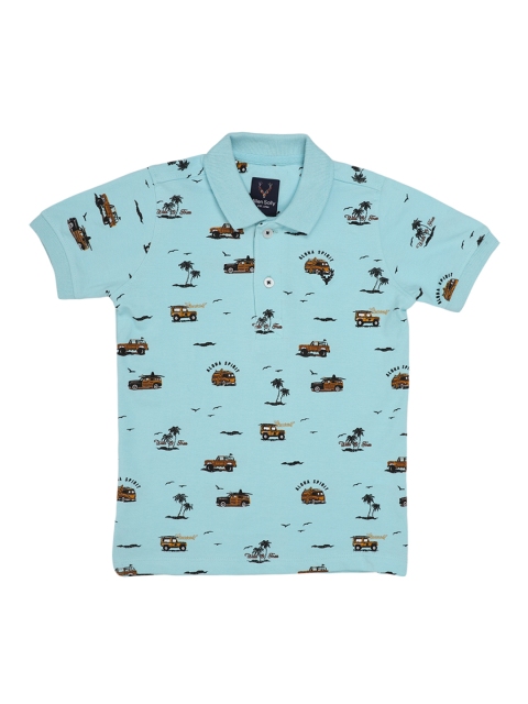 

Allen Solly Junior Boys Blue Printed Polo Collar T-shirt