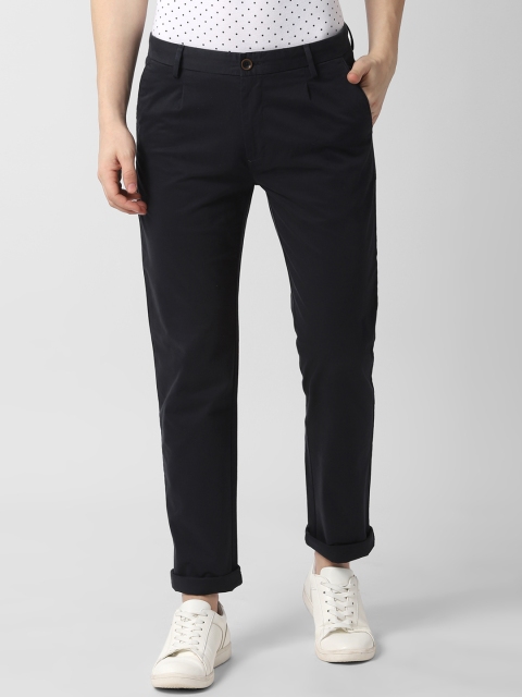 

Peter England Casuals Men Black Slim Fit Solid Regular Trousers