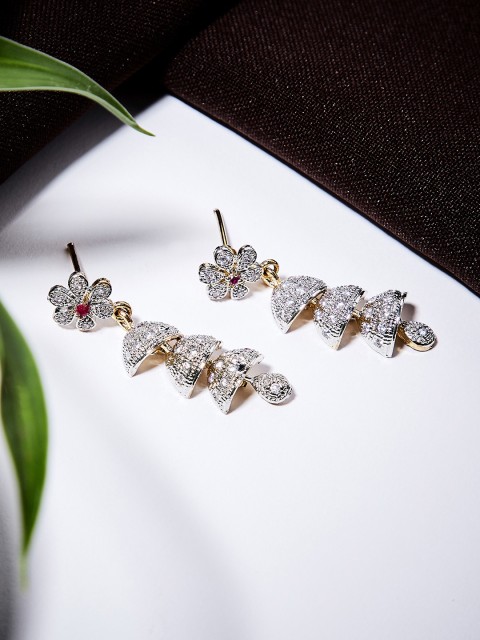 

ZeroKaata Gold-Toned Floral Drop Earrings