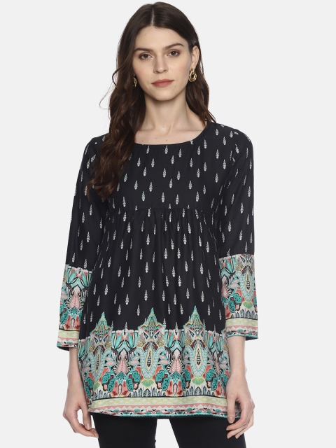 

Mytri Women Black Printed Tunic