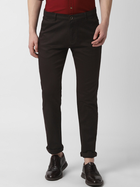 

Peter England Casuals Men Brown Slim Fit Solid Regular Trousers