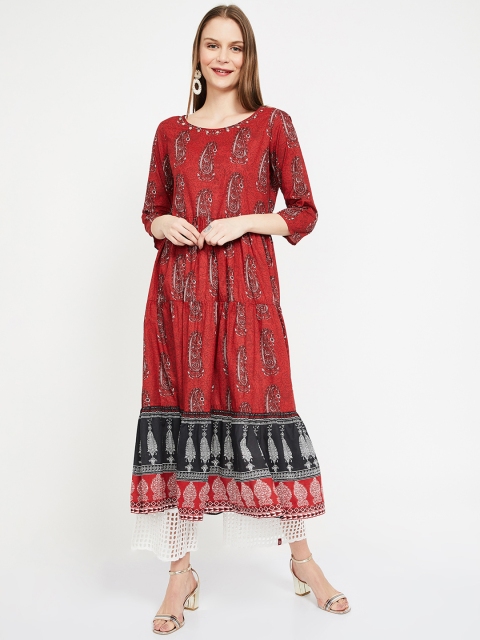 

Melange by Lifestyle Women Rust Red Printed A-Line Kurta