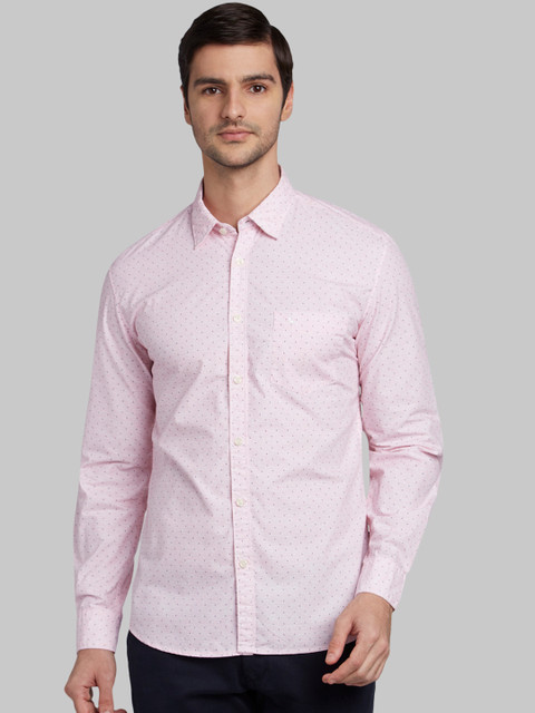 

Parx Men Pink Slim Fit Printed Casual Shirt