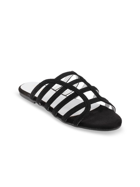 

Mochi Women Black Solid Open Toe Flats