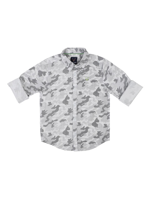 

Allen Solly Junior Boys Grey Regular Fit Camouflage Printed Casual Shirt