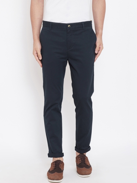 

JUMP USA Men Navy Blue Tailored Slim Fit Solid Regular Trousers