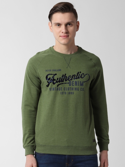 

Peter England Casuals Men Green Printed Sweatshirt