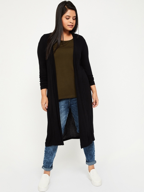 

nexus Plus Size Women Black Solid Open Front Shrug