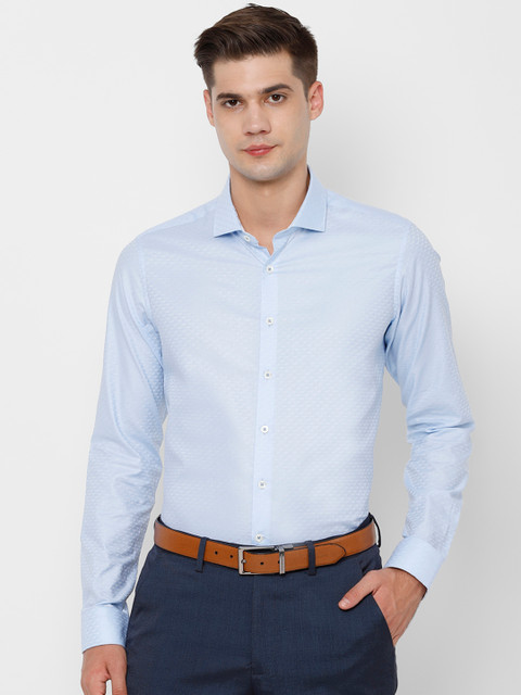 

SIMON CARTER LONDON Men Blue Slim Fit Self Design Formal Shirt