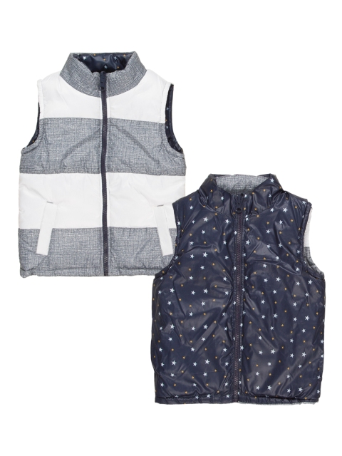 

Donuts Boys Blue & White Striped Reversible Padded Jacket