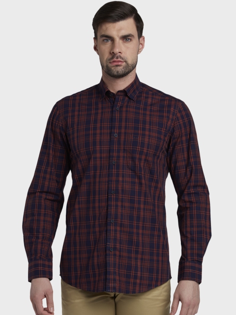 

ColorPlus Men Red & Black Tailored Fit Checked Casual Shirt