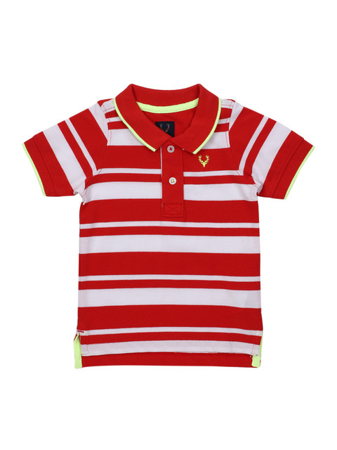 

Allen Solly Junior Boys Red Striped Polo Collar T-shirt