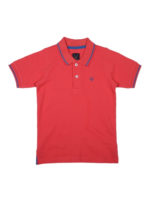 

Allen Solly Junior Boys Red Solid Polo Collar Pure Cotton T-shirt