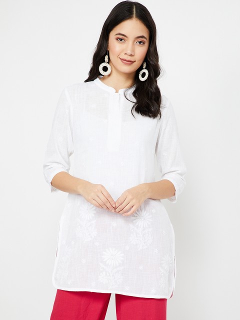 

Melange by Lifestyle Women Off White Embroidered Pure Cotton Straight Kurti