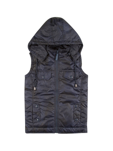 

Cherokee Boys Navy Blue Solid Lightweight Padded Sleeveless Hooded Jacket
