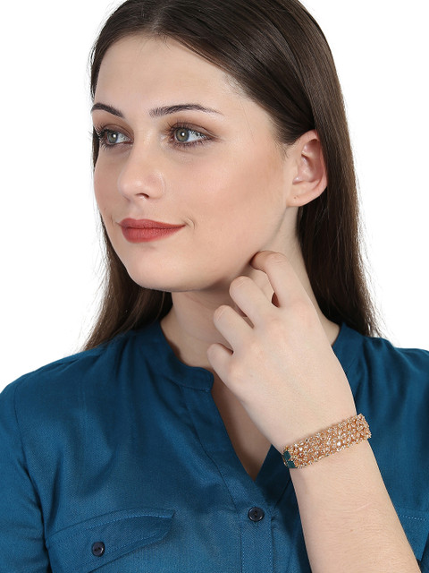 

ANIKAS CREATION Women Rose Gold-Plated Cubic Zirconia Bangle-Style Bracelet