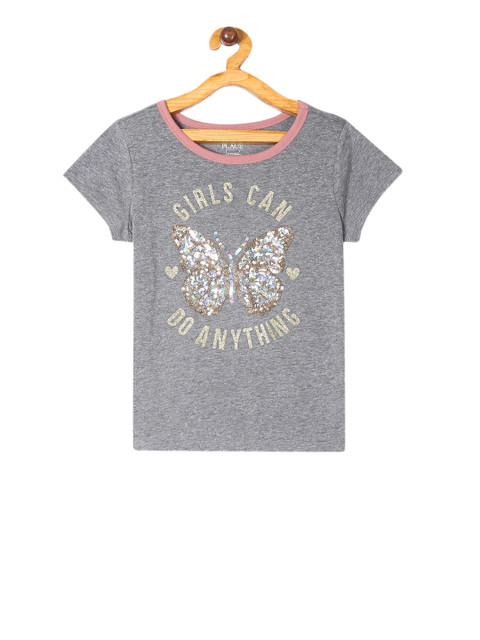 

The Childrens Place Girls Grey Printed Top