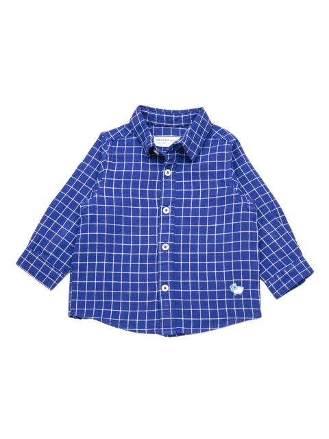 

ZERO THREE Boys Blue & White Comfort Regular Fit Checked Casual Shirt