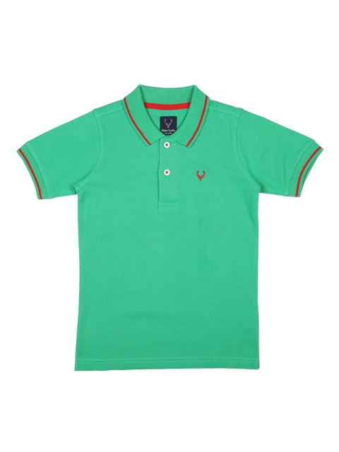 Allen Solly Junior Boys Green Solid Polo Collar T-shirt
