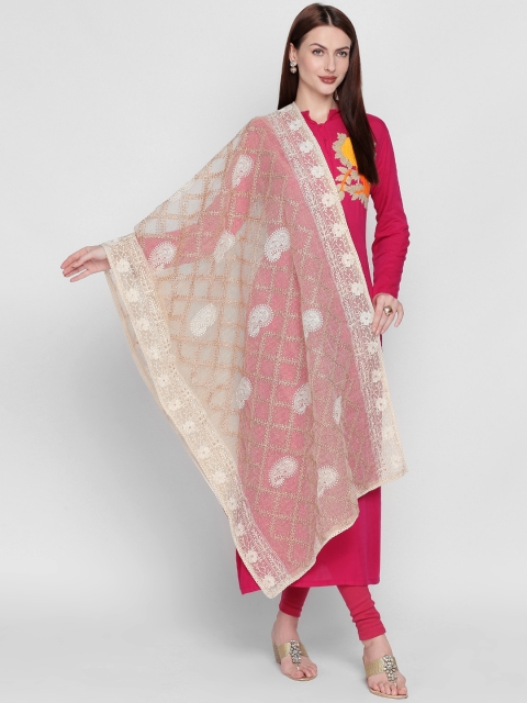 

Dupatta Bazaar Off-White & Gold-Toned Chikankari Embroidered Dupatta
