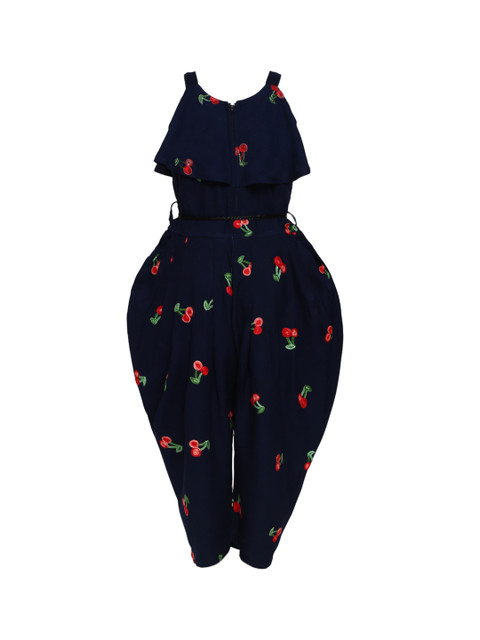 

Aarika Girls Navy Blue & Red Embroidered Basic Jumpsuit