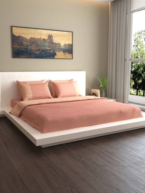 

MARK HOME Set of 6 Peach-Coloured Solid Bedding Set