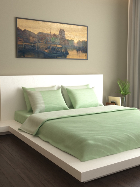 

MARK HOME Set of 6 Green Solid Bedding Set