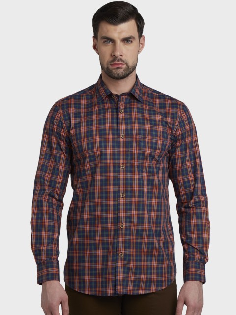 

ColorPlus Men Red & Blue Tailored Fit Checked Casual Shirt