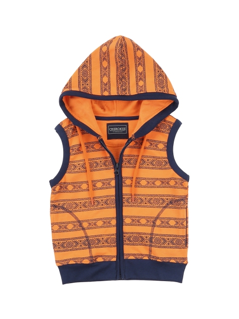 

Cherokee Boys Orange & Navy Blue Striped Hooded Sweatshirt
